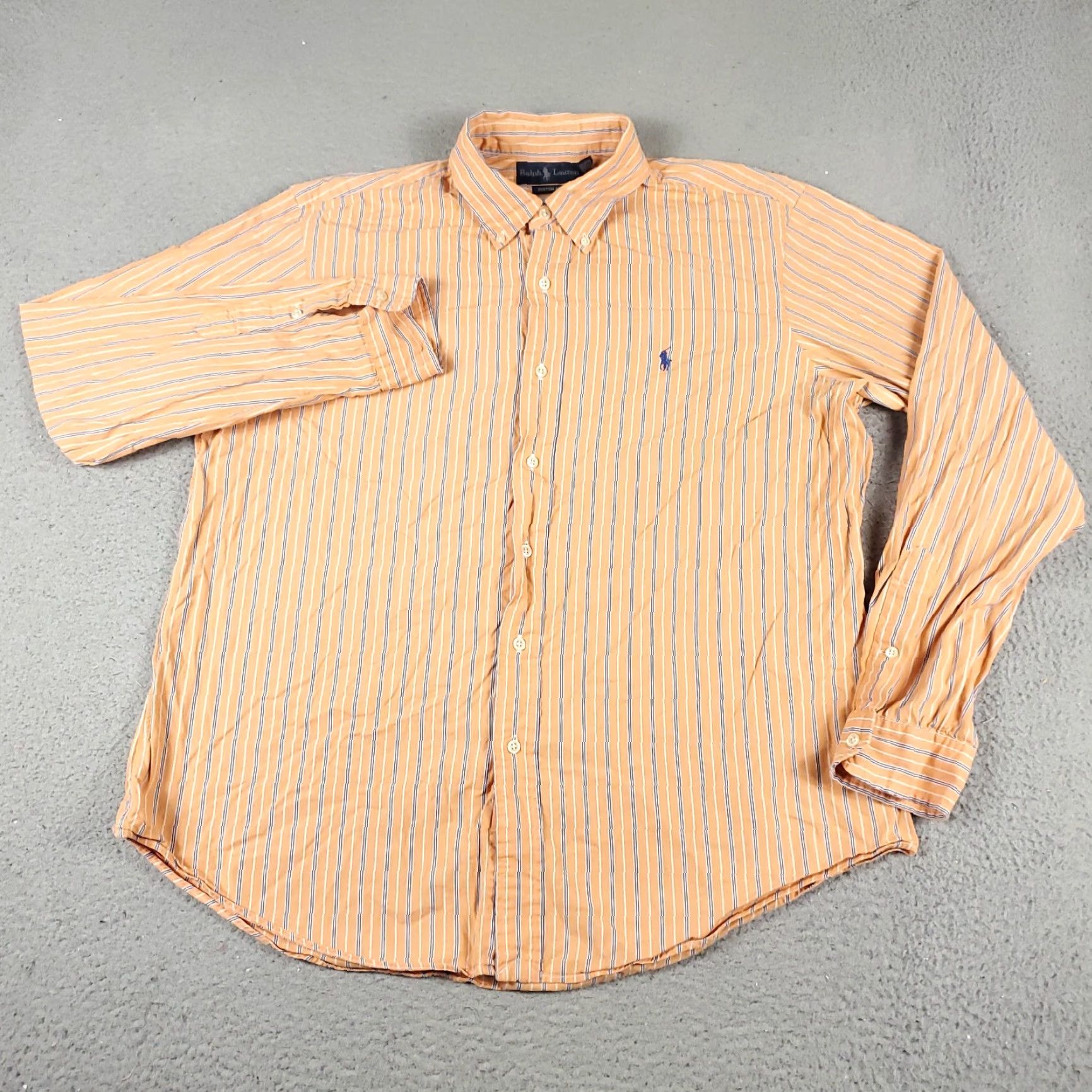 Ralph Lauren Ralph Lauren Shirt Mens XL Orange Striped Button-Up Long Sleeve Polo Style Button-Down Collared Classic Preppy Size US XL / EU 56 / 4 - 3 Thumbnail