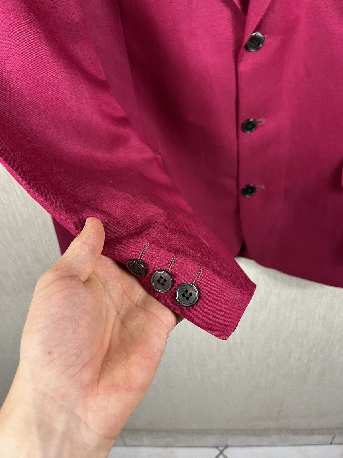 Designer × Kenzo × Vintage Kenzo homme fuchsia silk linen vintage 90s blazer jacket y2k Size US XXL / EU 58 / 5 - 10 Thumbnail