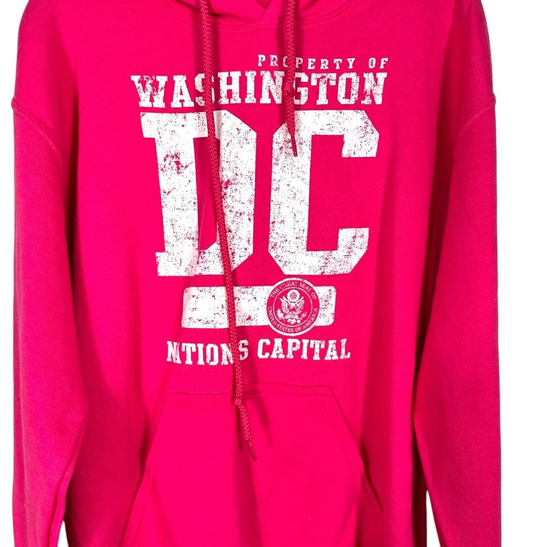 Gildan Washington DC Nations Capital Vibrant Pink Hoodie Small Size S / US 4 / IT 40 - 4 Thumbnail
