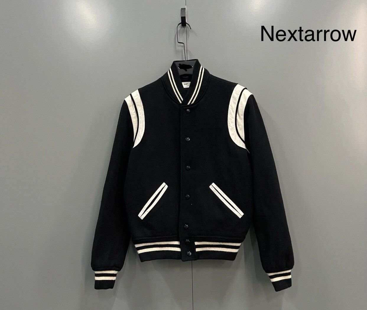 Saint Laurent Paris Saint Laurent SLP black and white patchwork baseball jacket Size US S / EU 44-46 / 1 - 1 Thumbnail