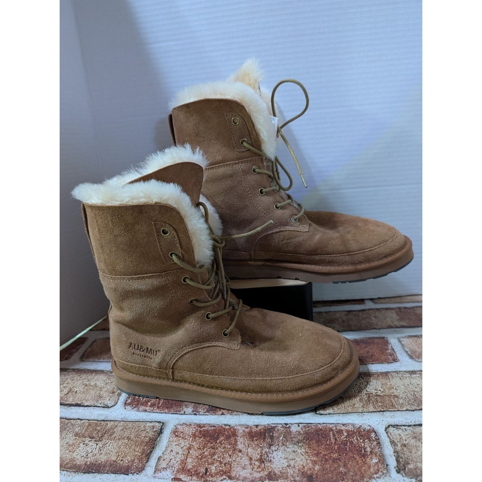 Other AU&MU Shearling & Suede Mid-Calf Lace-up Boots AUMU Sz 8 Size US 8 / IT 38 - 7 Thumbnail