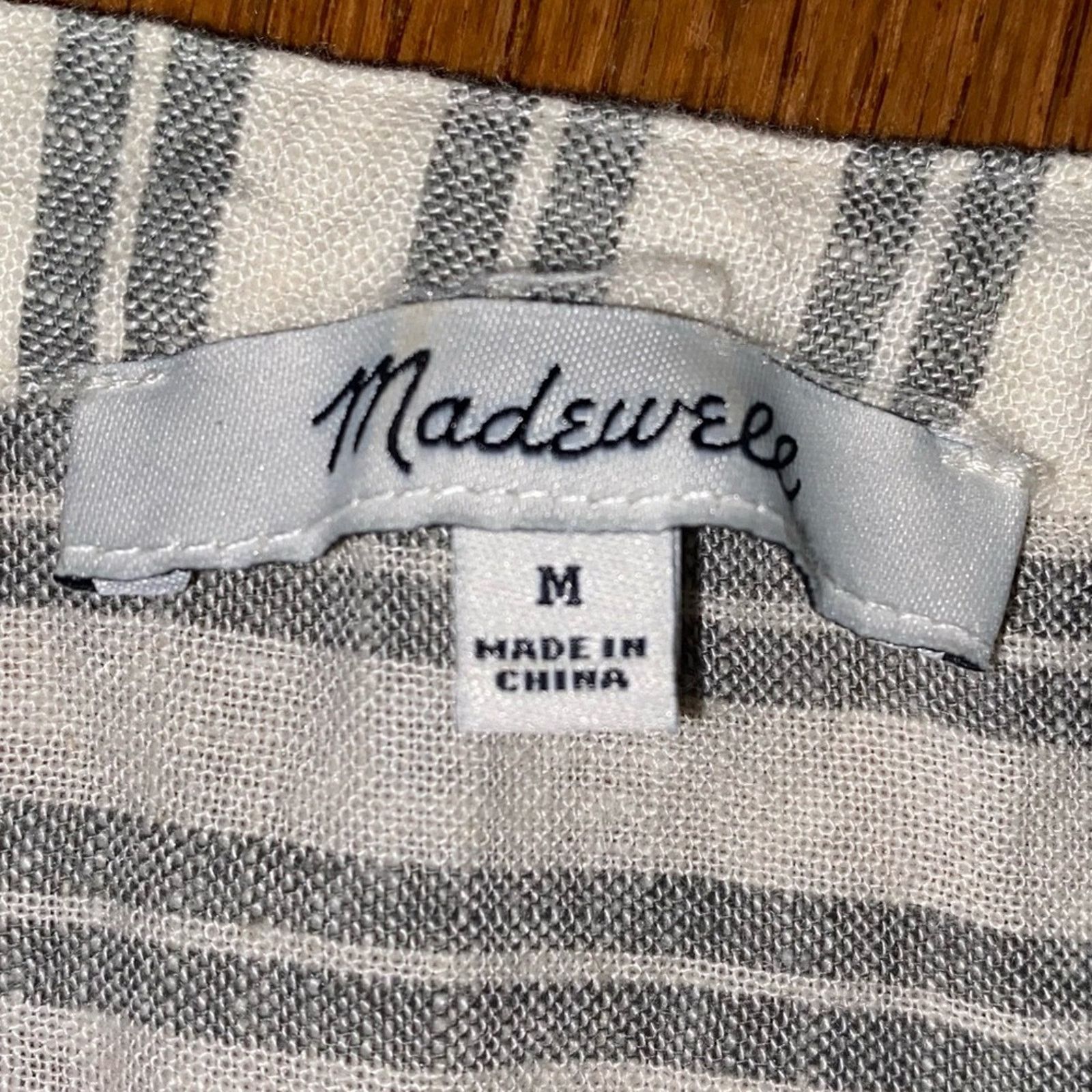 Madewell Madewell $82 Linen-Blend Lakeline Shirt Gray Stripe Womens M Size M / US 6-8 / IT 42-44 - 3 Thumbnail