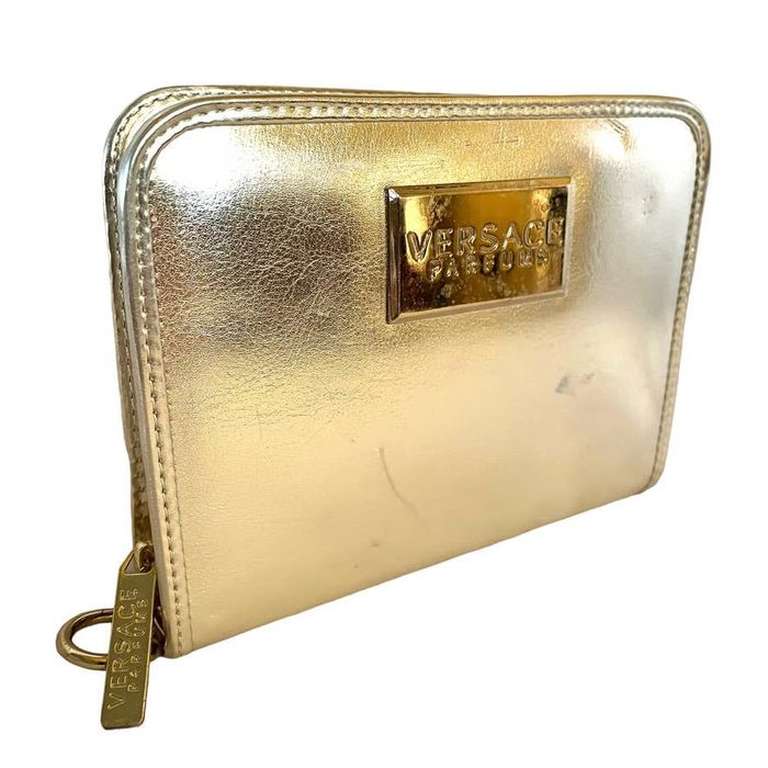 Versace Versace Parfums Gold Faux Leather ZipAround Pouch Wallet Grailed