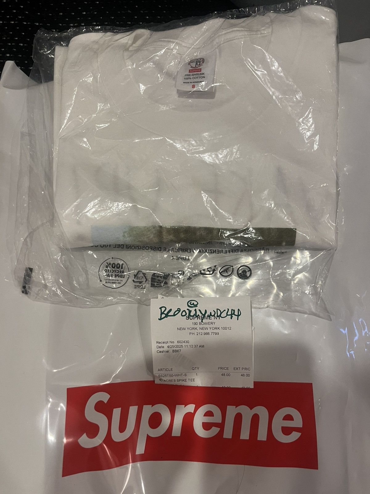 Supreme SS25 Supreme 40 Acres Spike Tee Small White Size US S / EU 44-46 / 1 - 2 Thumbnail