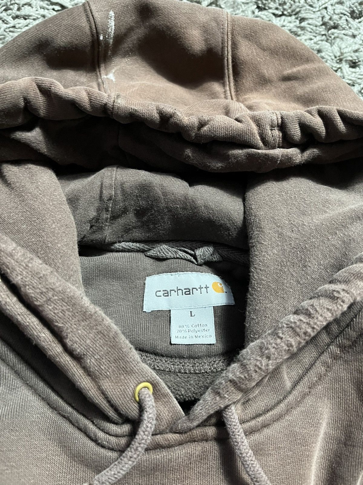 Carhartt Y2K CARHARTT VINTAGE HEAVY COTTON DISTRESSED BROWN HOODIE Size US L / EU 52-54 / 3 - 6 Thumbnail