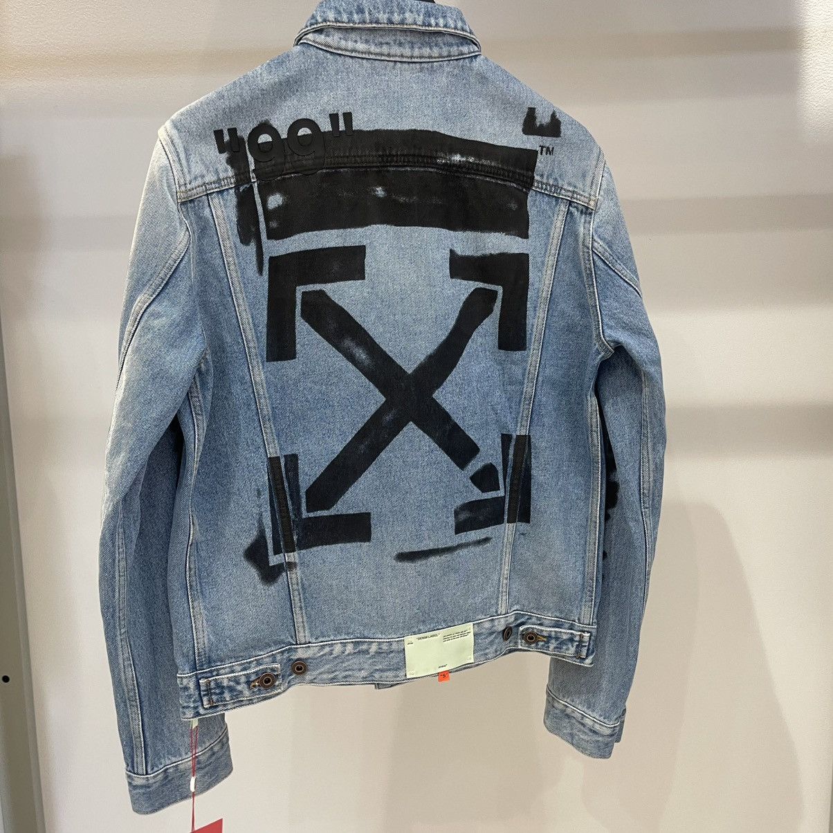 Off-White × Virgil Abloh Off-White Slim Fit Spray Paint Diag Denim Jacket Size US L / EU 52-54 / 3 - 5 Thumbnail