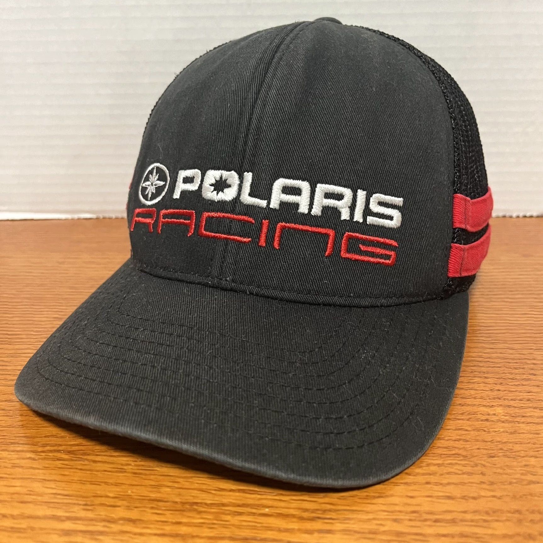 Vintage VINTAGE Yupoong Polaris Racing Hat Cap Snap Back Adjustable Black Striped 90s Punk Retro Rock Mens Adult One Size Fits Most Cap/Hat Size ONE SIZE - 3 Thumbnail