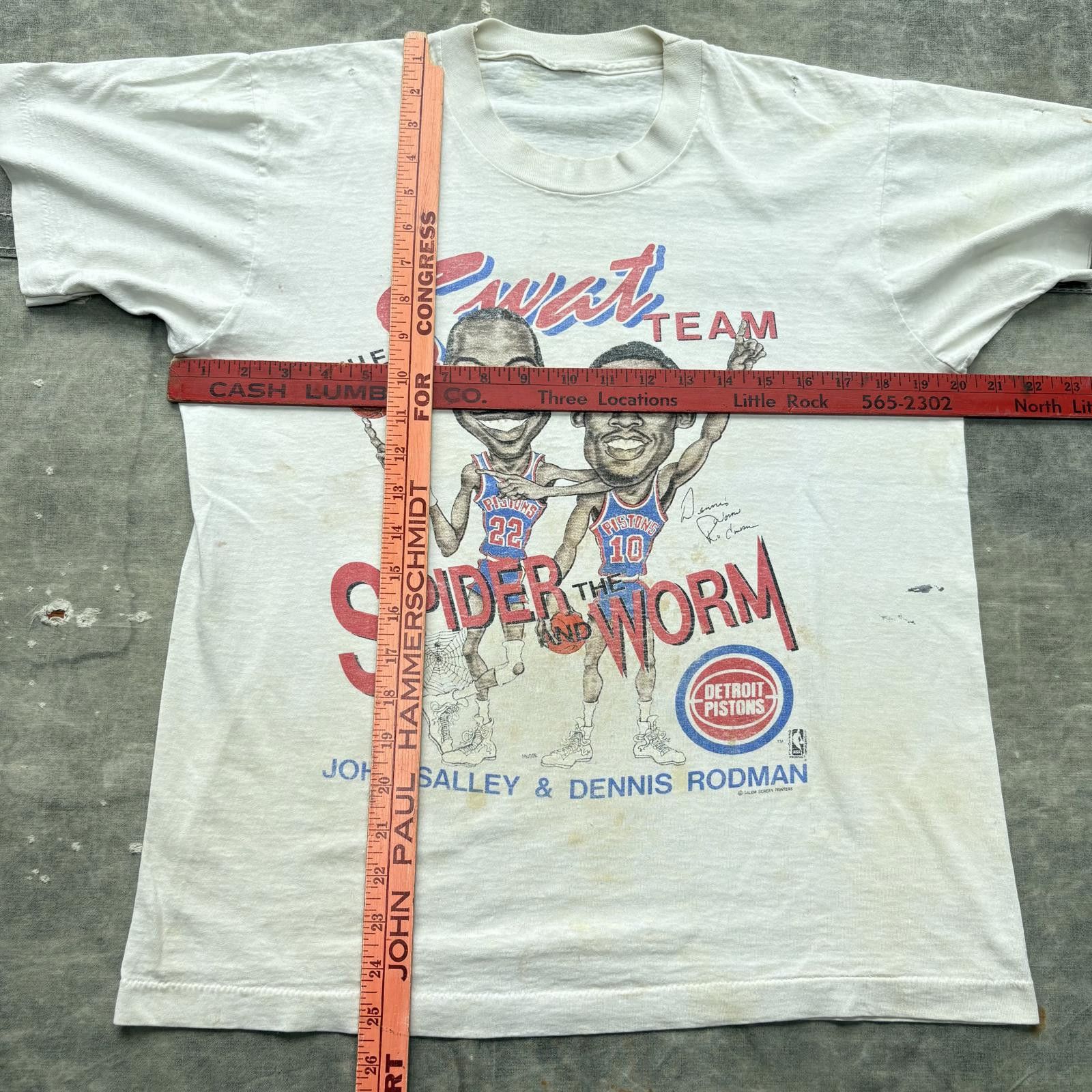 Salem Sportswear Vintage 80s Dennis Rodman John Salley Detroit Pistons Shirt Size US M / EU 48-50 / 2 - 3 Thumbnail
