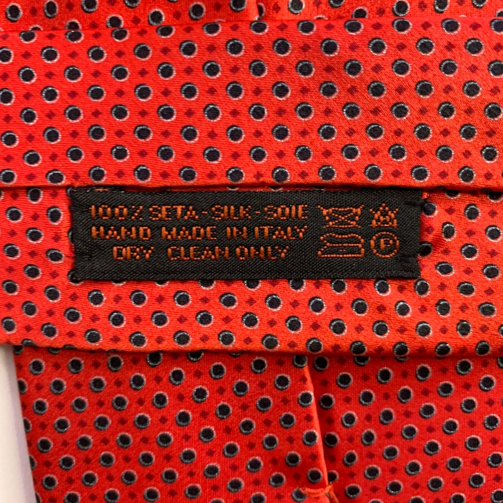 Dolcepunta DOLCEPUNTA Red Black Polka Dot Silk Tie Size ONE SIZE - 4 Thumbnail