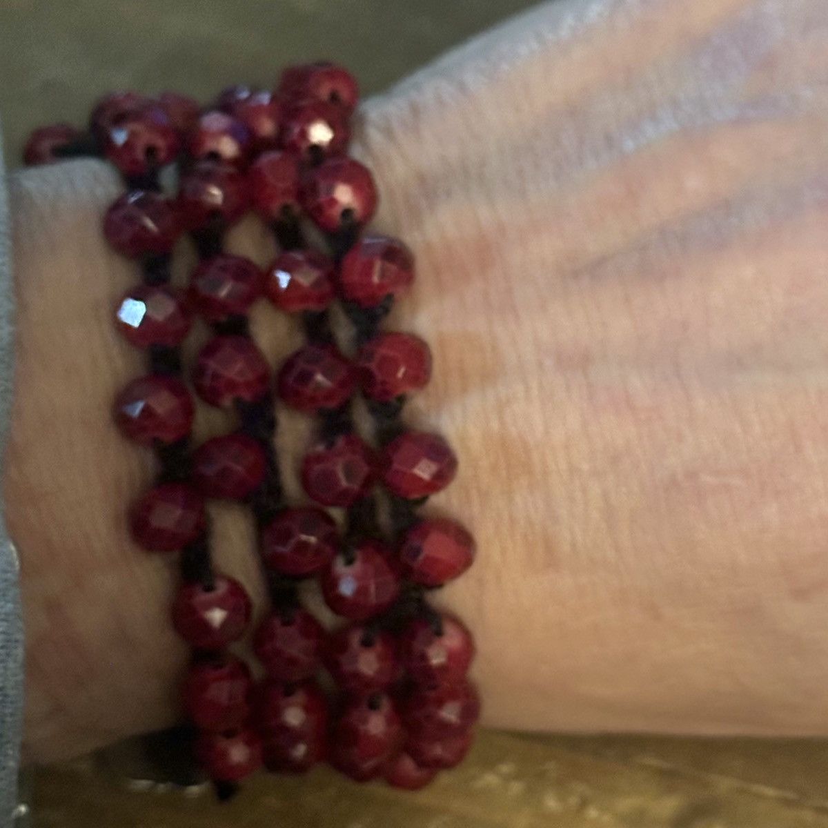 Other Woven dark red faceted bead wrap bracelet Size ONE SIZE - 3 Thumbnail