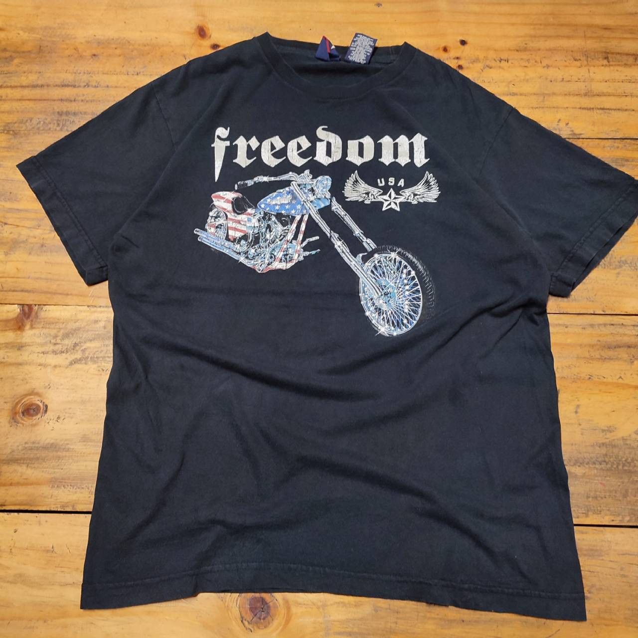 Vintage × West Coast Choppers Vintage Freedom USA Chopper US Flag Motorcycle T-Shirt Size US L / EU 52-54 / 3 - 2 Thumbnail
