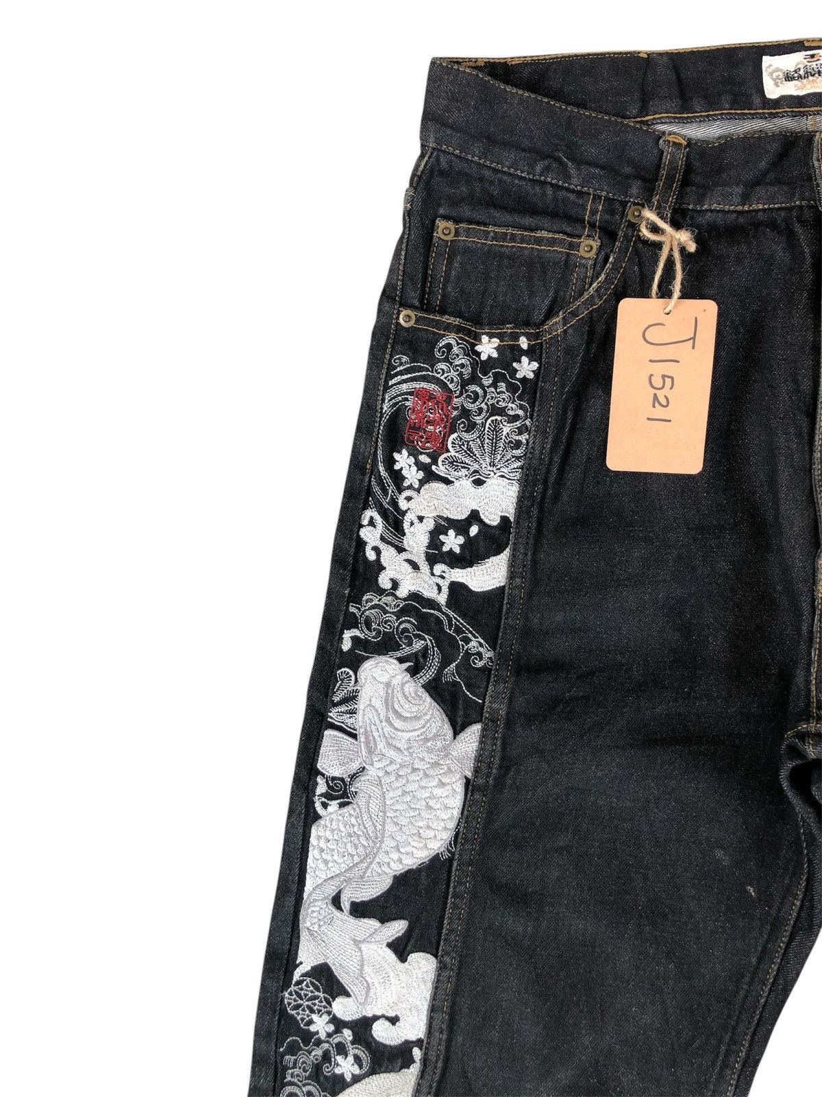 Karakuri Tamashii Karakuri Tamashii Embroidered Jeans Distressed Jeans Size US 33 - 3 Thumbnail