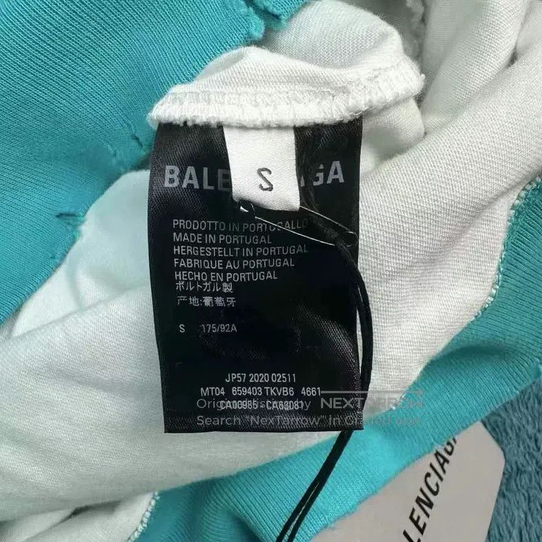 Balenciaga Balenciaga Lettered print holey hooded sweatshirt in sky b Size US S / EU 44-46 / 1 - 5 Thumbnail