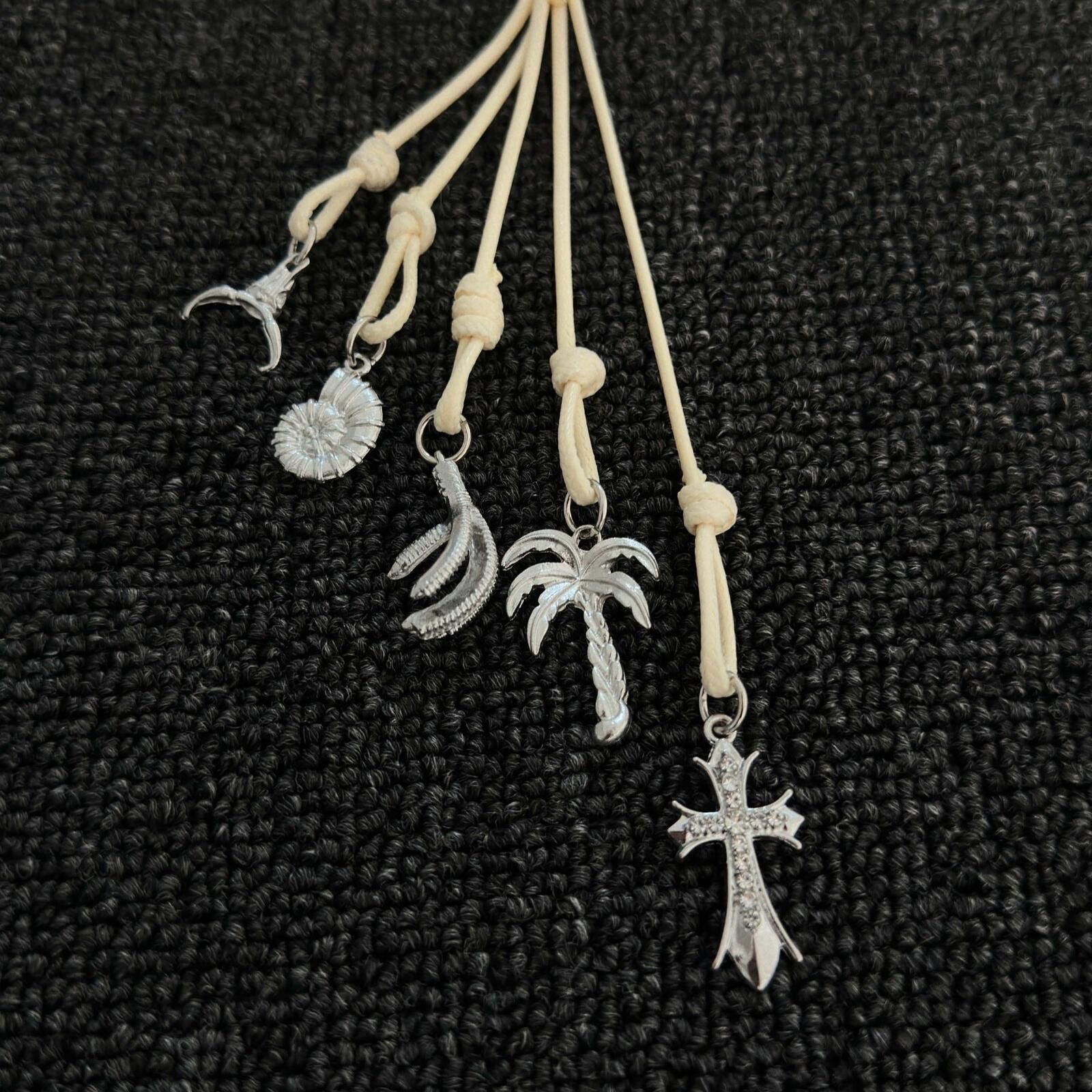 Jewelry Tropical Rope Keychain | Handwoven Palm Cross Charm Size ONE SIZE - 4 Thumbnail
