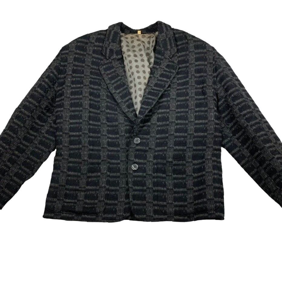 Vintage Mauro Burani Blazer Jacket Women Black/Gray Geometric Size 52 IT | 42 US, 2 Button Front, Short, Polyester, Regular, Basic Jacket Size XXL / US 16-18 / IT 52-54 - 2 Thumbnail