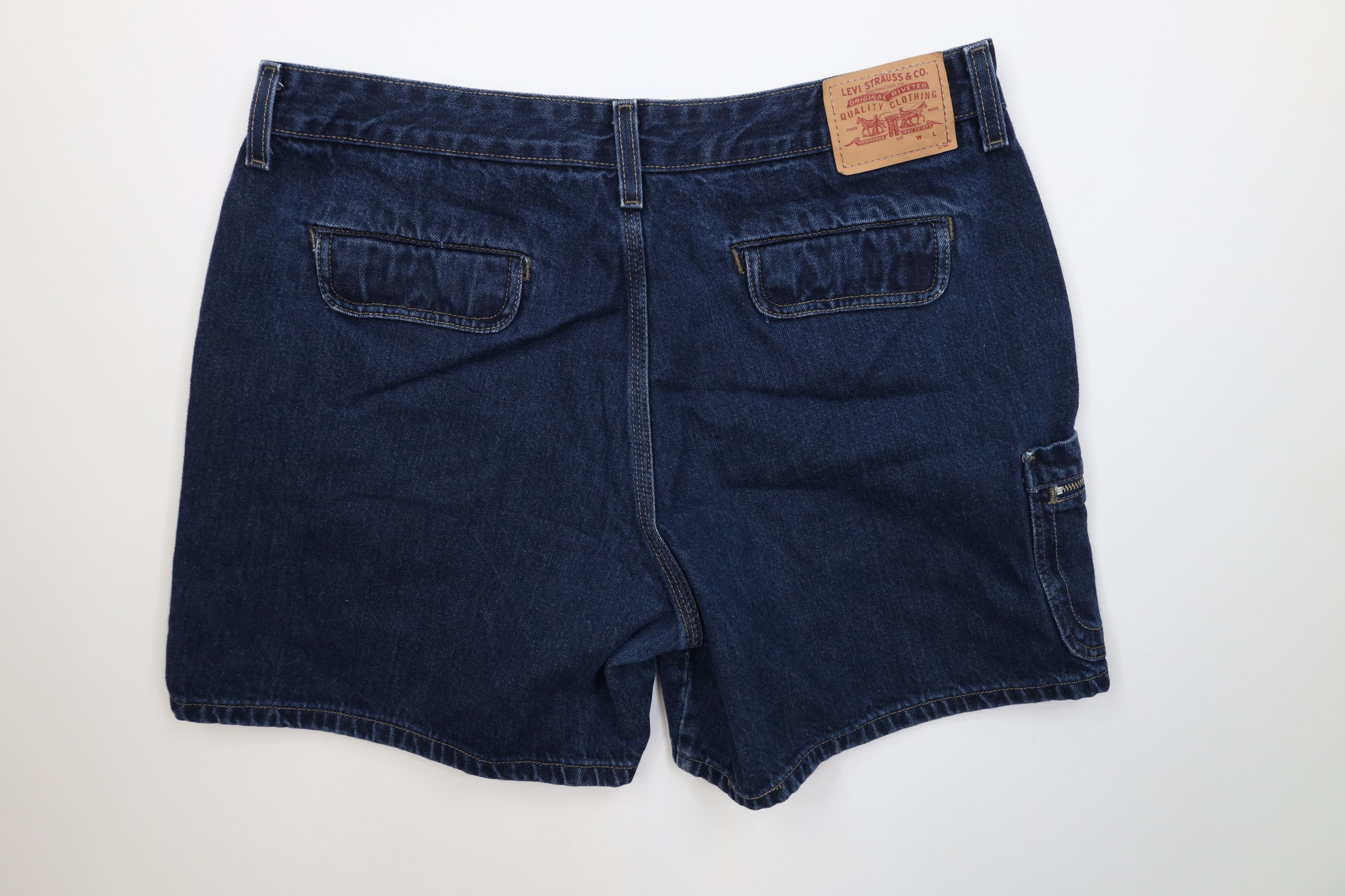 Levi's Vintage Y2K 2002 Levis Baggy Relaxed Denim Cargo Shorts Size 38" / US 16 / IT 52 - 9 Thumbnail