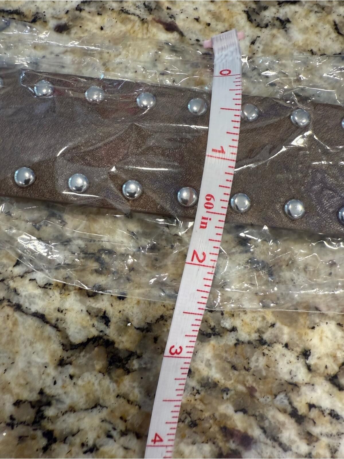 Other Brown faux leather western metal studded belt adjustable 43” Size ONE SIZE - 6 Thumbnail