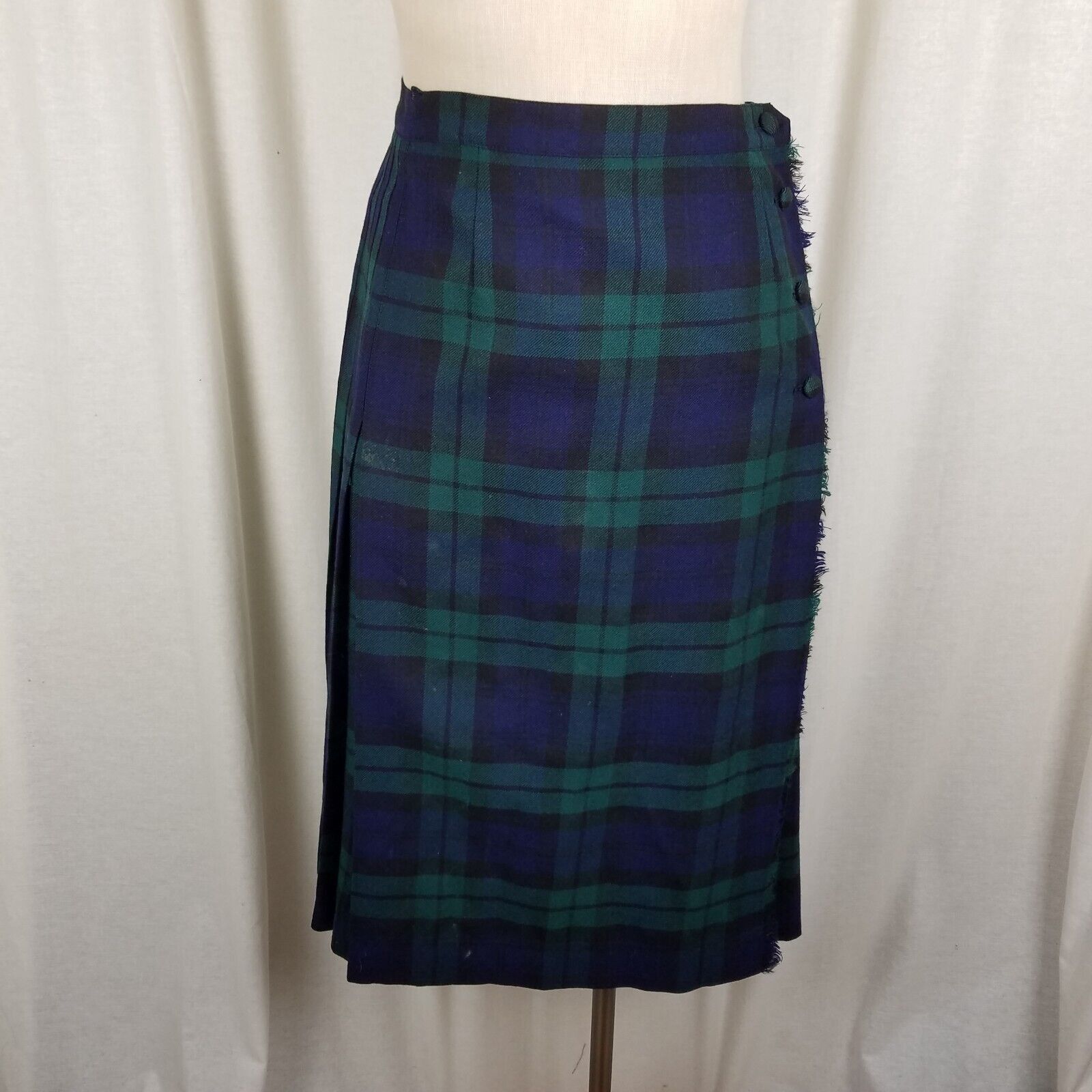 Vintage Vtg Aljean Pleated Wool Tartan Plaid Kilt Wrap Skirt 28in Size 28" / US 6 / IT 42 - 1 Thumbnail