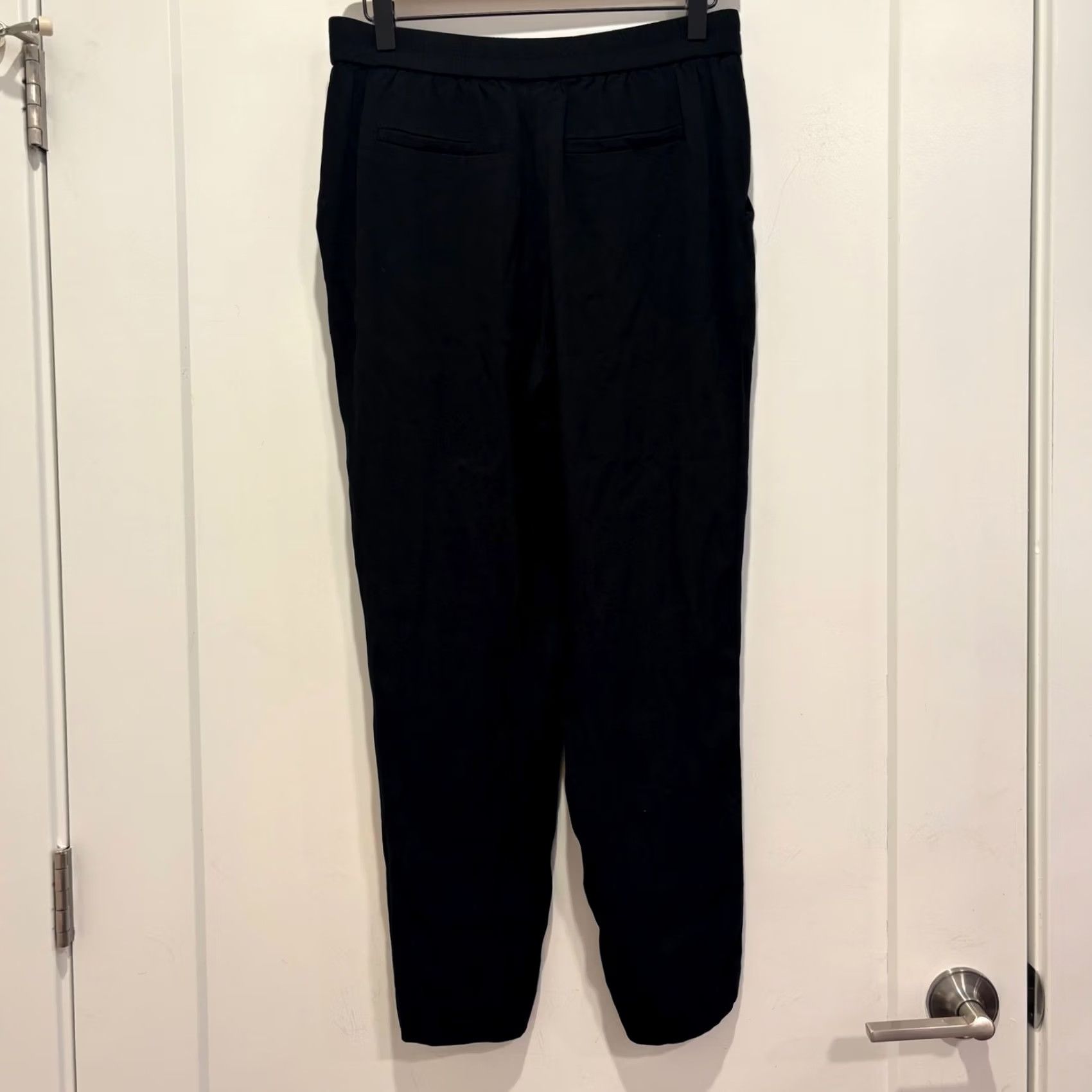 Vintage Halogen Black Ankle Trousers Elastic Waist Pockets Slim Tapered Dress Pants Size 6 Womens Modern Workwear Size 28" / US 6 / IT 42 - 3 Thumbnail