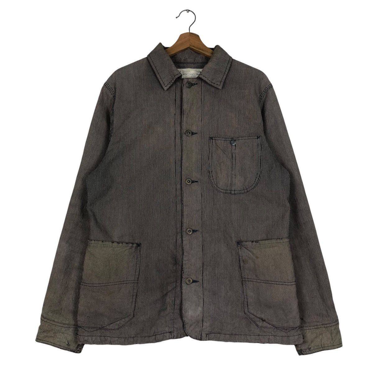 Japanese Brand 📌Vintage Hickory Chore Jacket Big Bill Stripe Issey Miyake Size US L / EU 52-54 / 3 - 2 Thumbnail