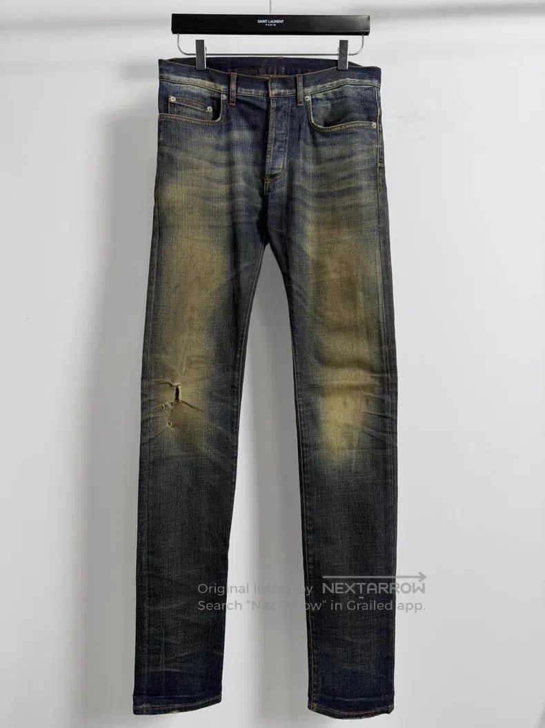 Dior Intense yellow mud dyed single knee distressed whiske