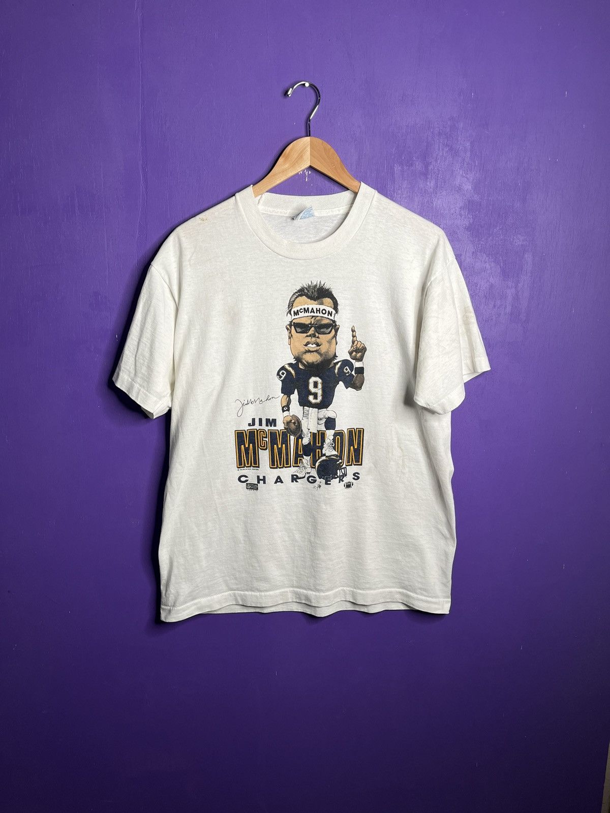 NFL × Salem Sportswear × Vintage Vintage 80s Chargers Jim McMahon player tee Size US L / EU 52-54 / 3 - 1 Thumbnail