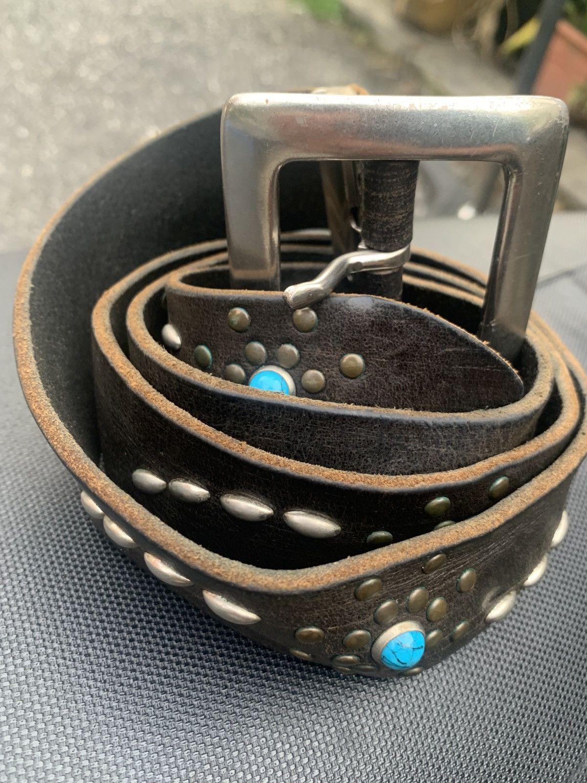 Vintage Vintage western inspired studded leather belt Size 36 - 2 Thumbnail