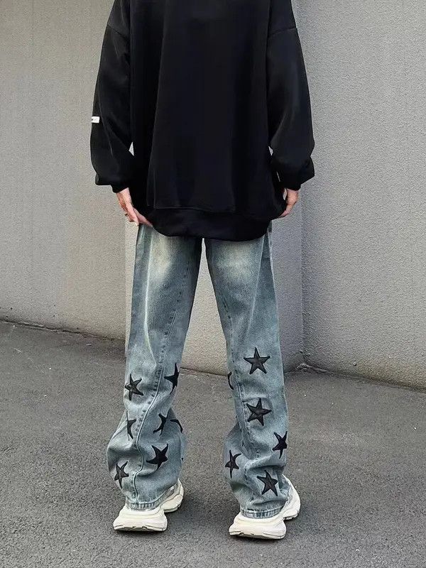 VIBE Retro street star print washed distressed jeans Size US 32 / EU 48 - 8 Thumbnail