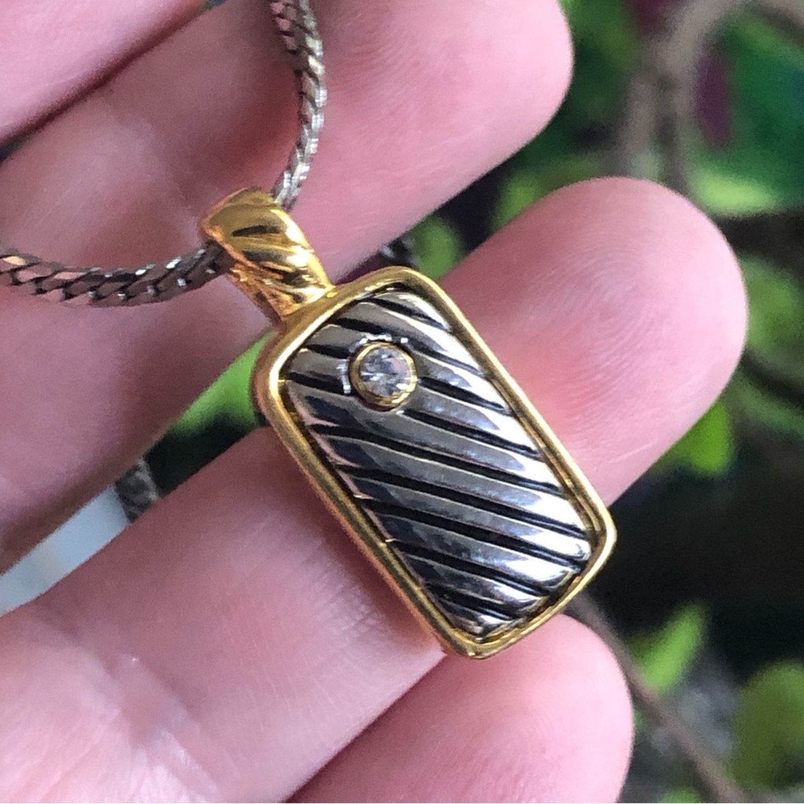 Vintage Vintage gold and silver tone pendant chain necklace Size ONE SIZE - 2 Thumbnail