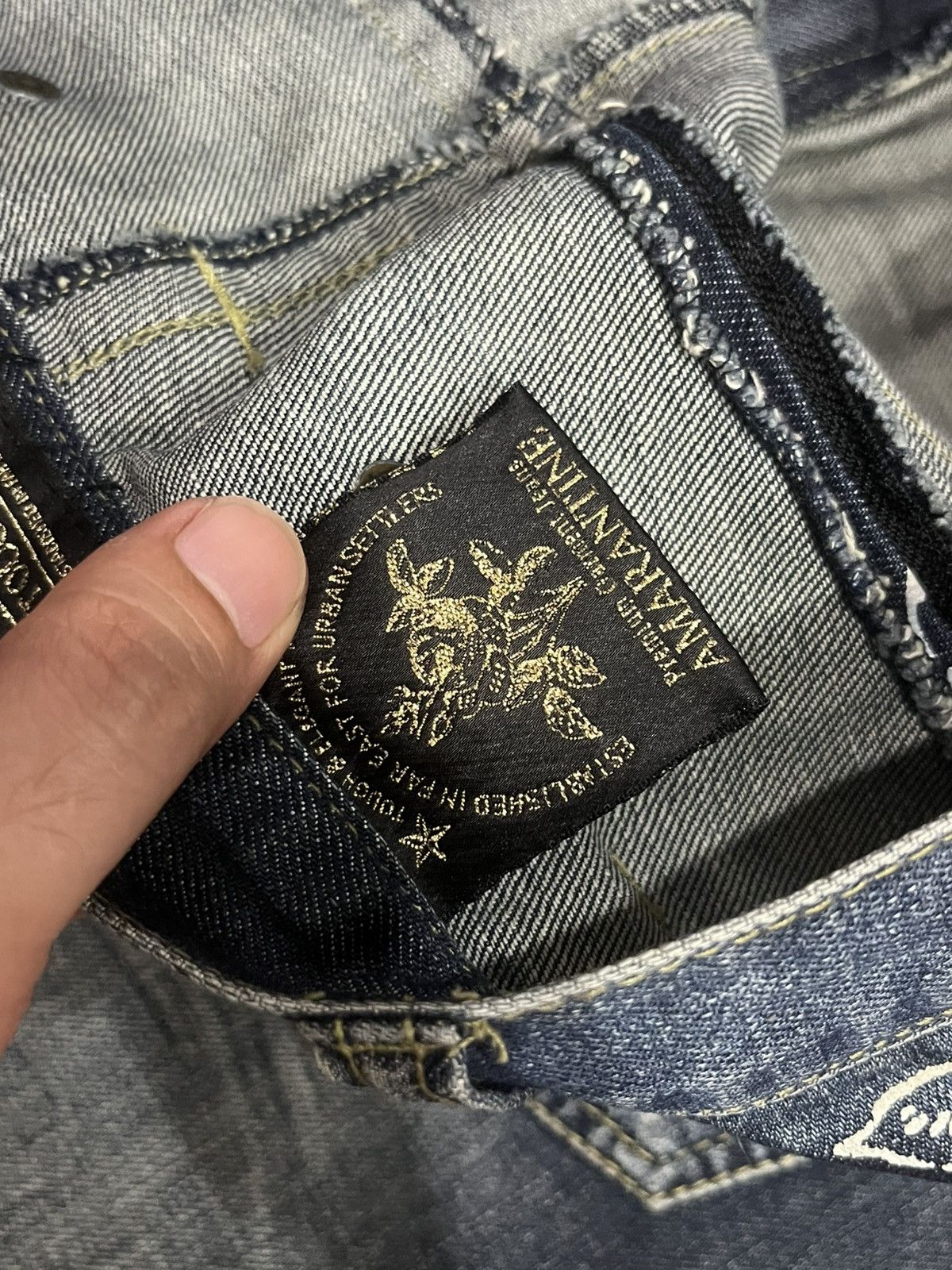 Ed Hardy Vintage Japanese Brand Amarantine Blue Washed Whisker Jeans Size US 34 / EU 50 - 18 Thumbnail