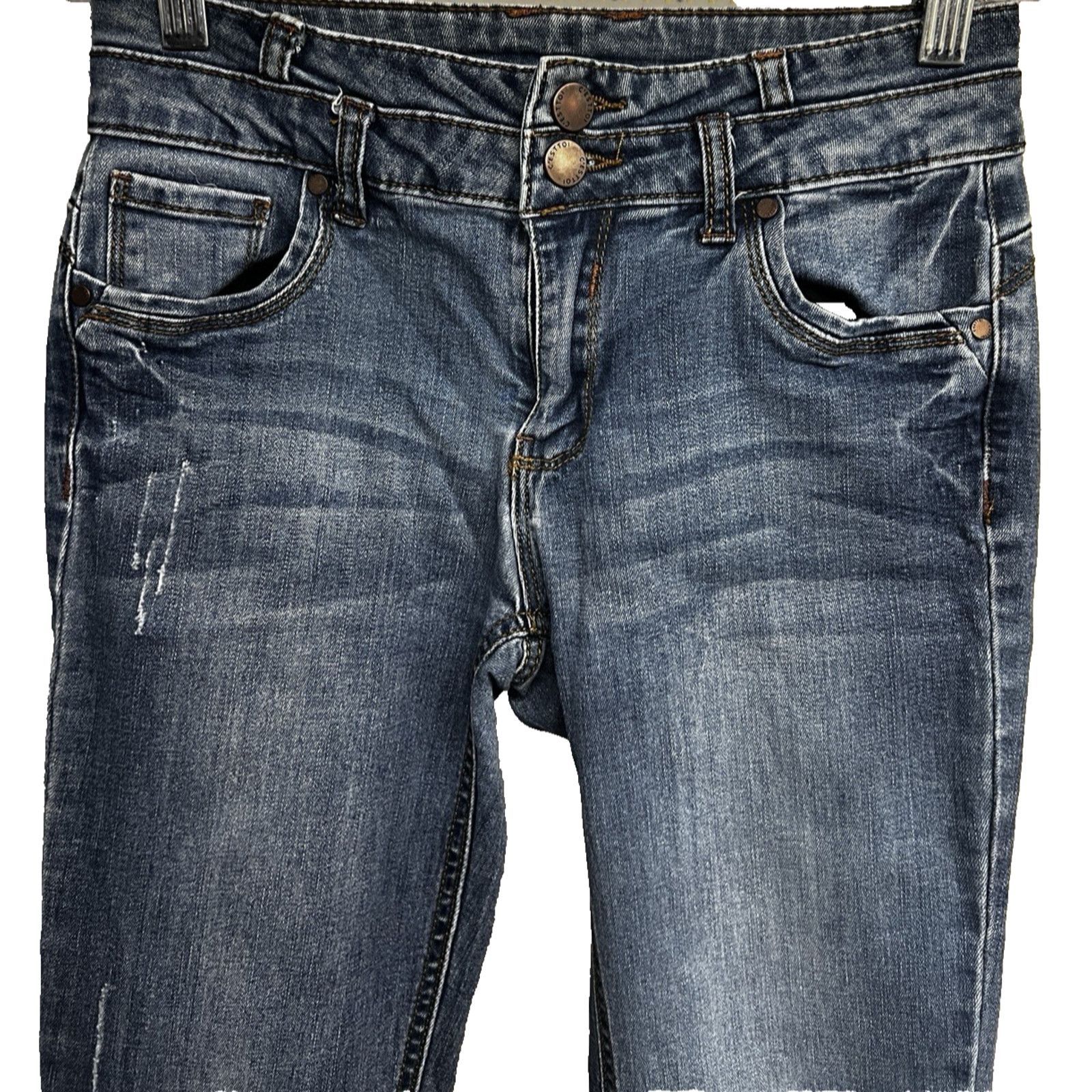 Vintage Distressed Skinny Jeans Womens 5 Stretch Relaxed 25x28 Size 25" / US 0 / IT 36 - 4 Thumbnail