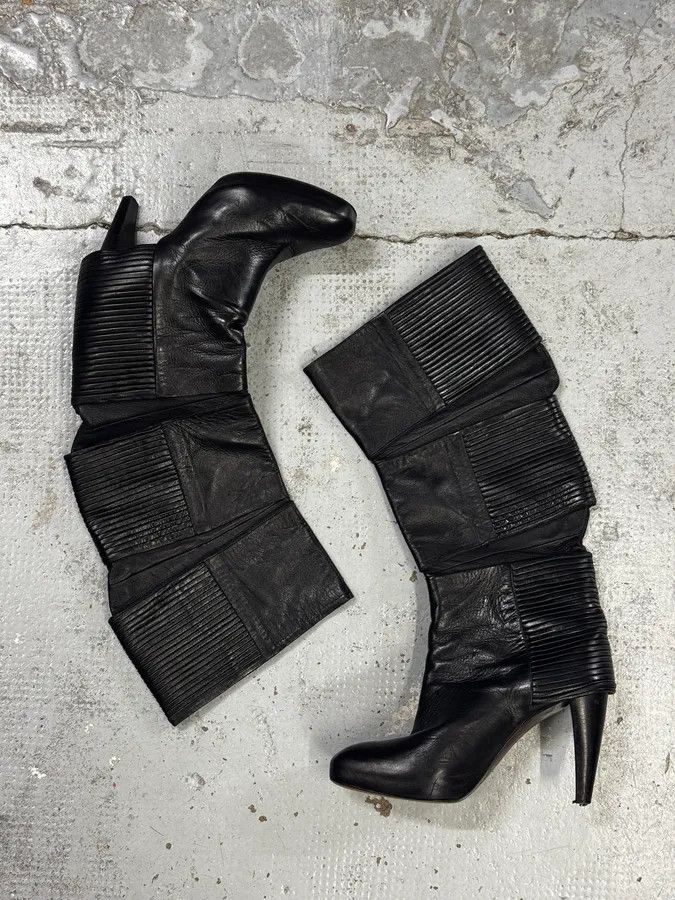 Premiata Premiata Black Geometrical High Heels Leather Boots Size US 6 / IT 36 - 2 Thumbnail