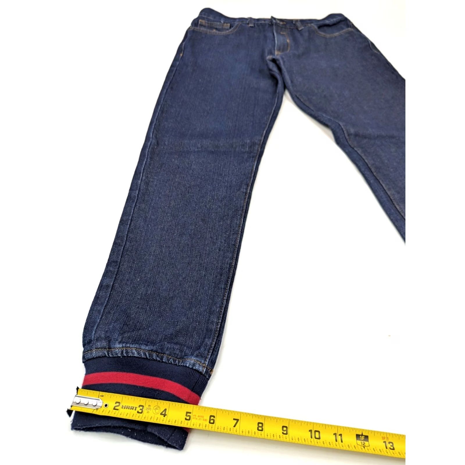 Rocawear Rocawear Denim Jeans Straight 34x33 Deep Indigo Blue w Red Stripe End Cuffs Men Rocawear Brooklyn's Own Regular Rise 5-Pocket Denim Size US 34 / EU 50 - 2 Thumbnail