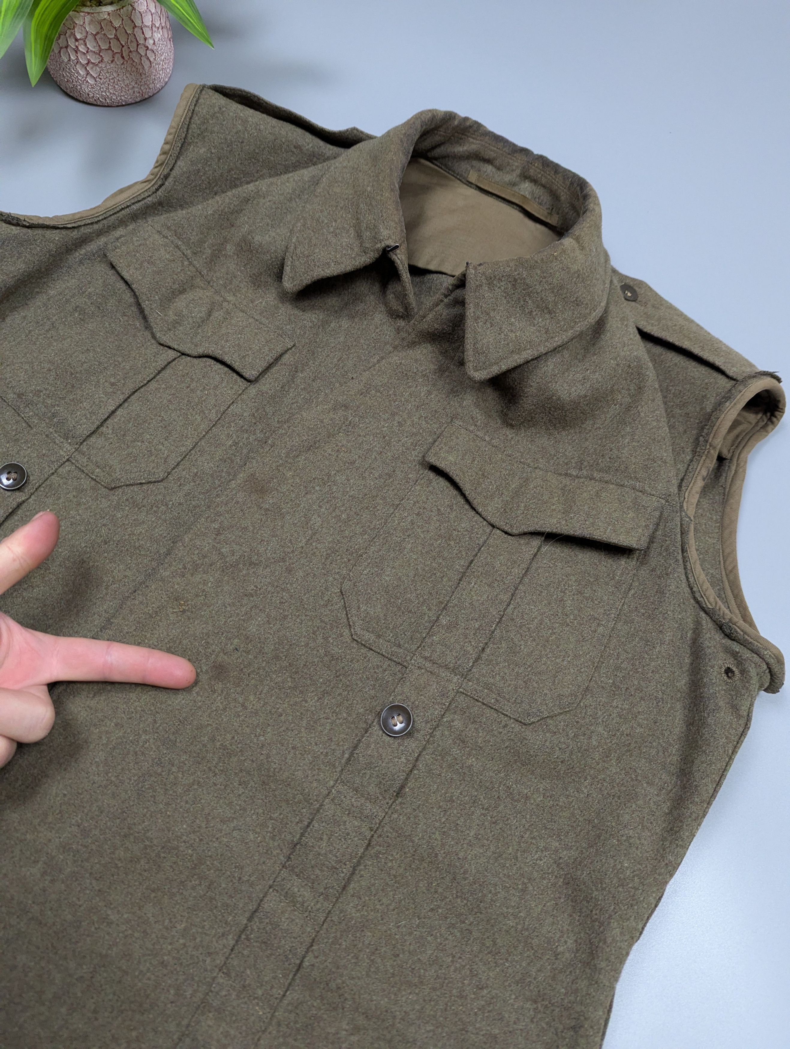 Vintage VTG 1960 Military German Wool Army Vest / Sleeveless Jacket Size US M / EU 48-50 / 2 - 8 Thumbnail
