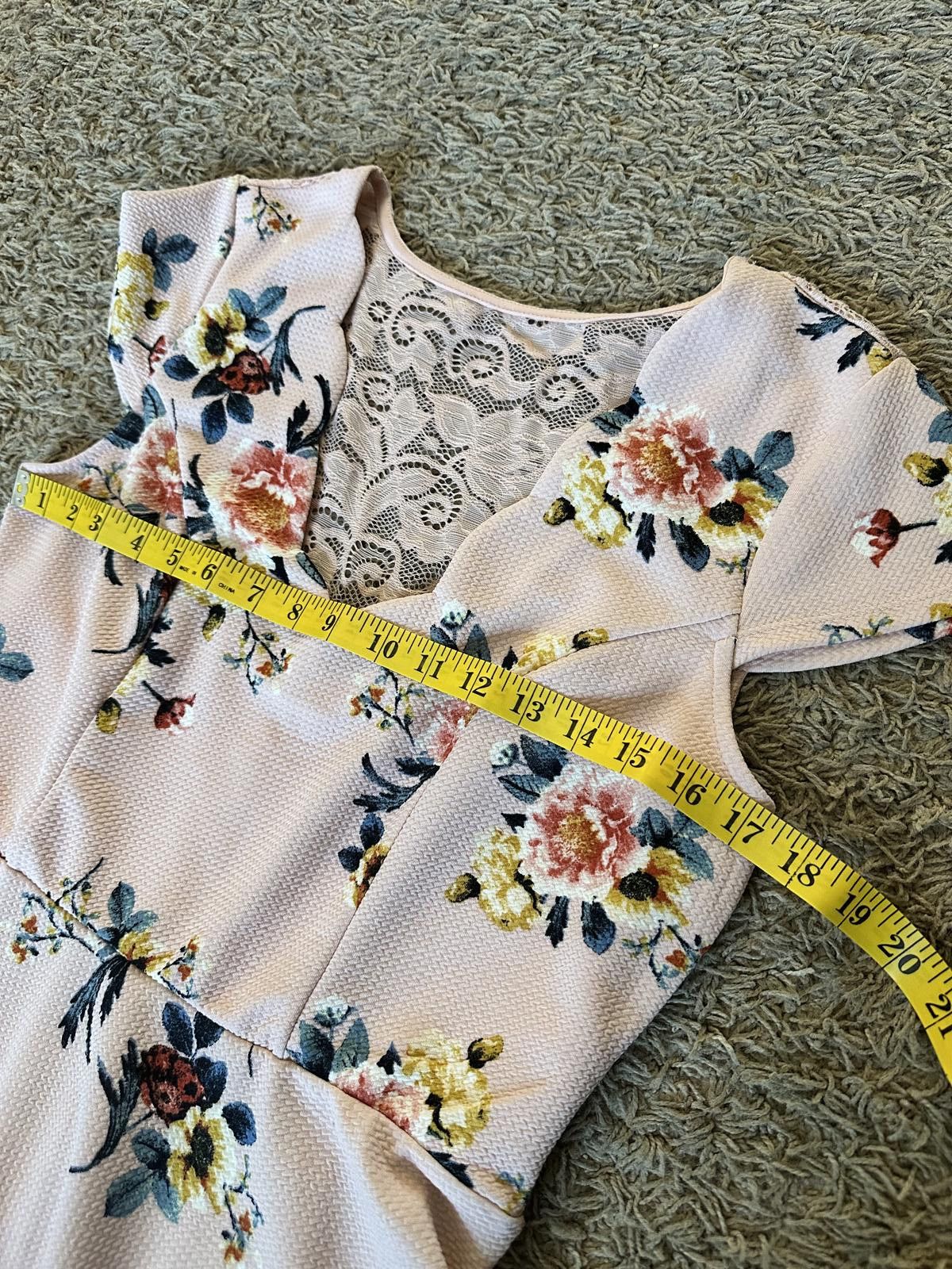 Designer Three Pink Hearts Floral Lace-Back Dress - XL Size XL / US 12-14 / IT 48-50 - 8 Thumbnail