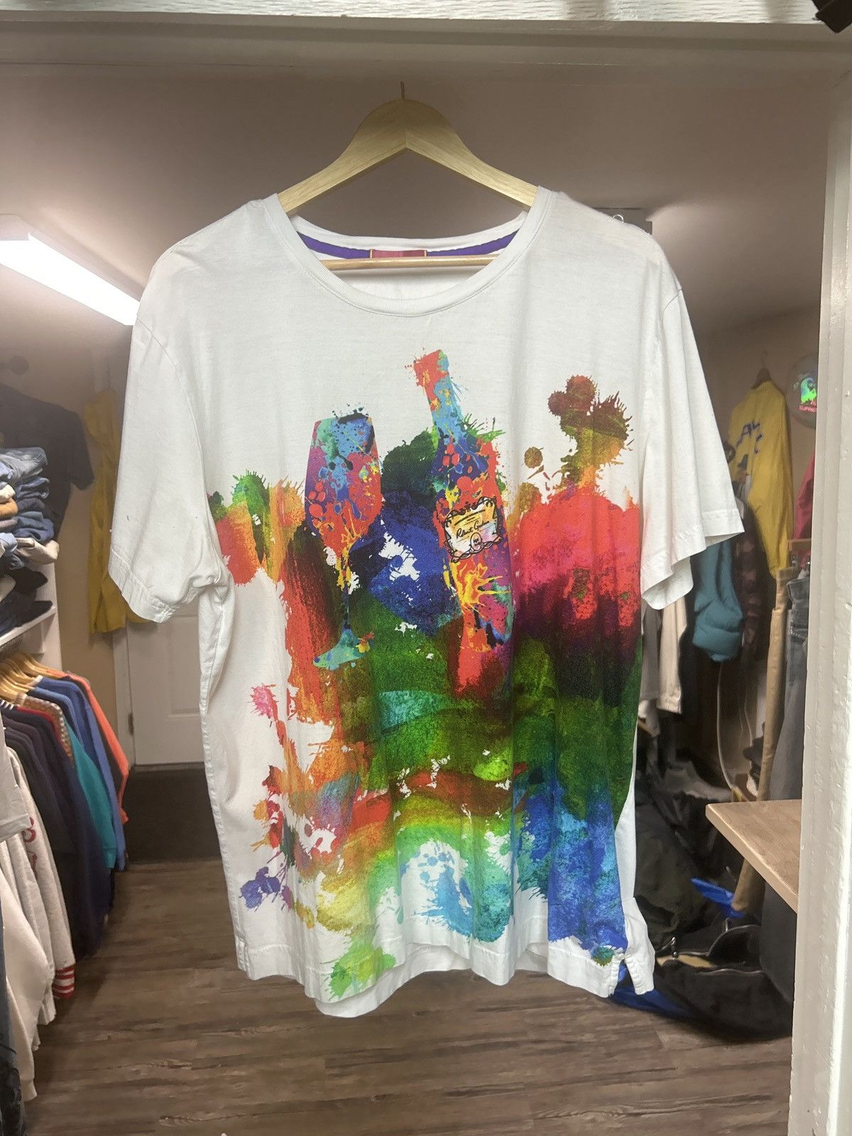 image of White Multi Color Robert Graham T-Shirt, Men's (Size 2XL)