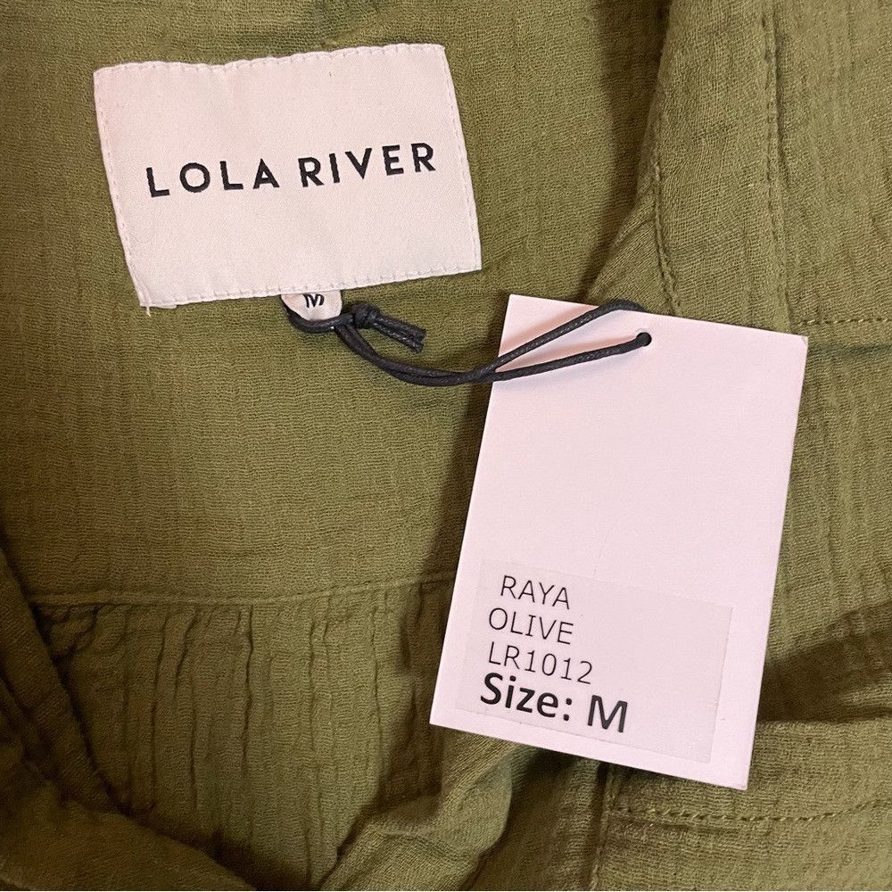 Other NWT New Lola River Brushed Gauze Cotton V-Neck Collared Oli Size M / US 6-8 / IT 42-44 - 6 Thumbnail