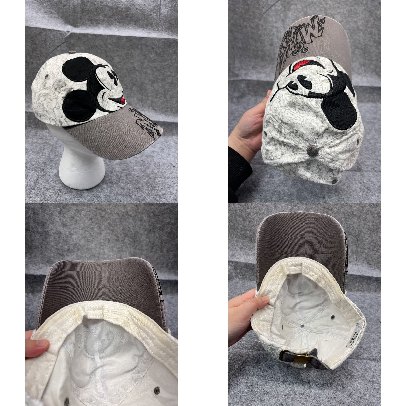 Disney VINTAGE Disney Walt World Mickey Mouse Hat Cap Strap Back Adult White Cotton Graffiti Baseball Cap Unisex Size ONE SIZE - 8 Thumbnail
