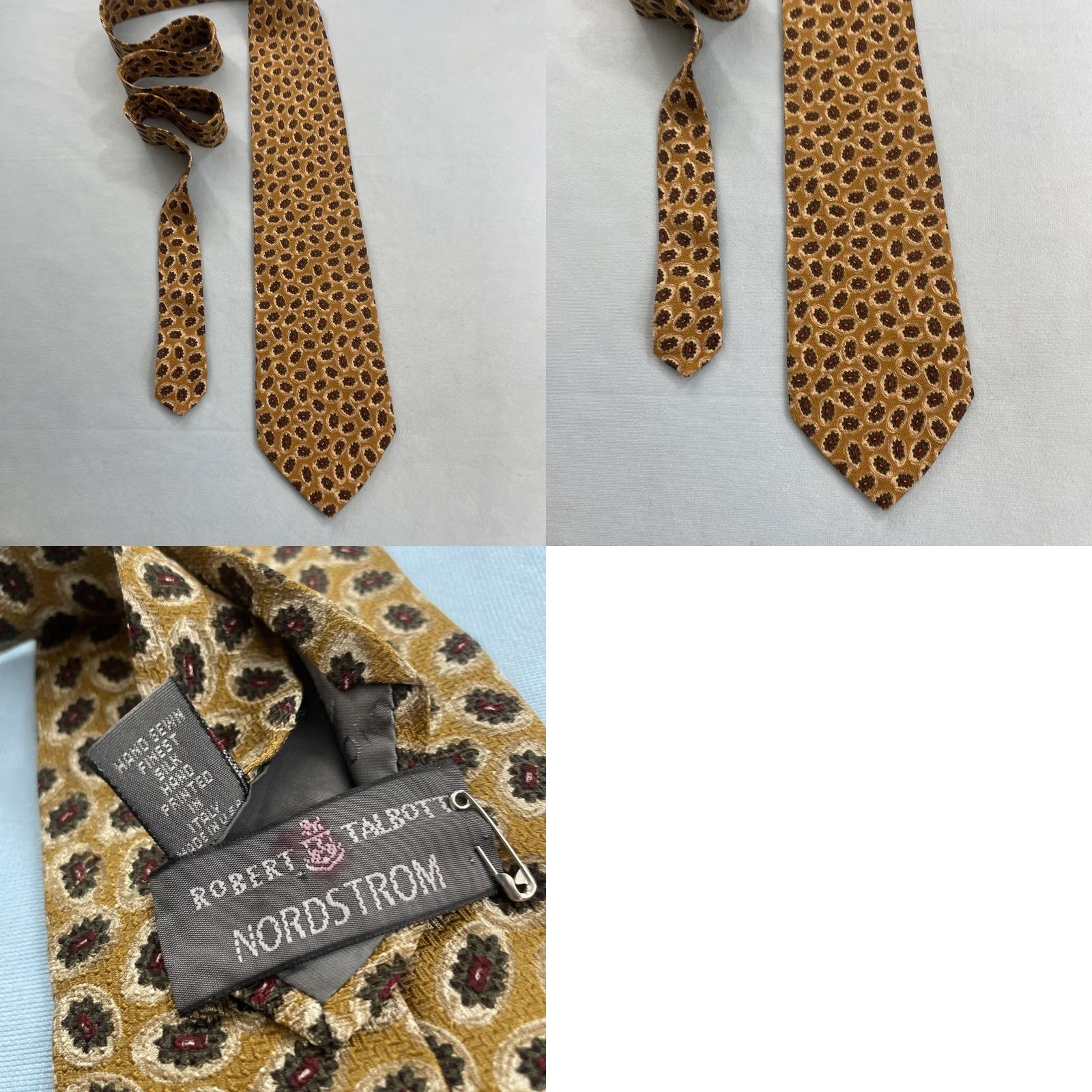 Robert Talbott VINTAGE Robert Tallbott Italy Silk Tie vtg 90s USA Gears Micro Neat Dots Yellow 4x58 Capsule Wide Necktie Size ONE SIZE - 11 Thumbnail
