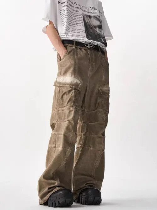 VIBE Vintage Washed Heavy Duty Pleated Work Pants Size US 32 / EU 48 - 8 Thumbnail