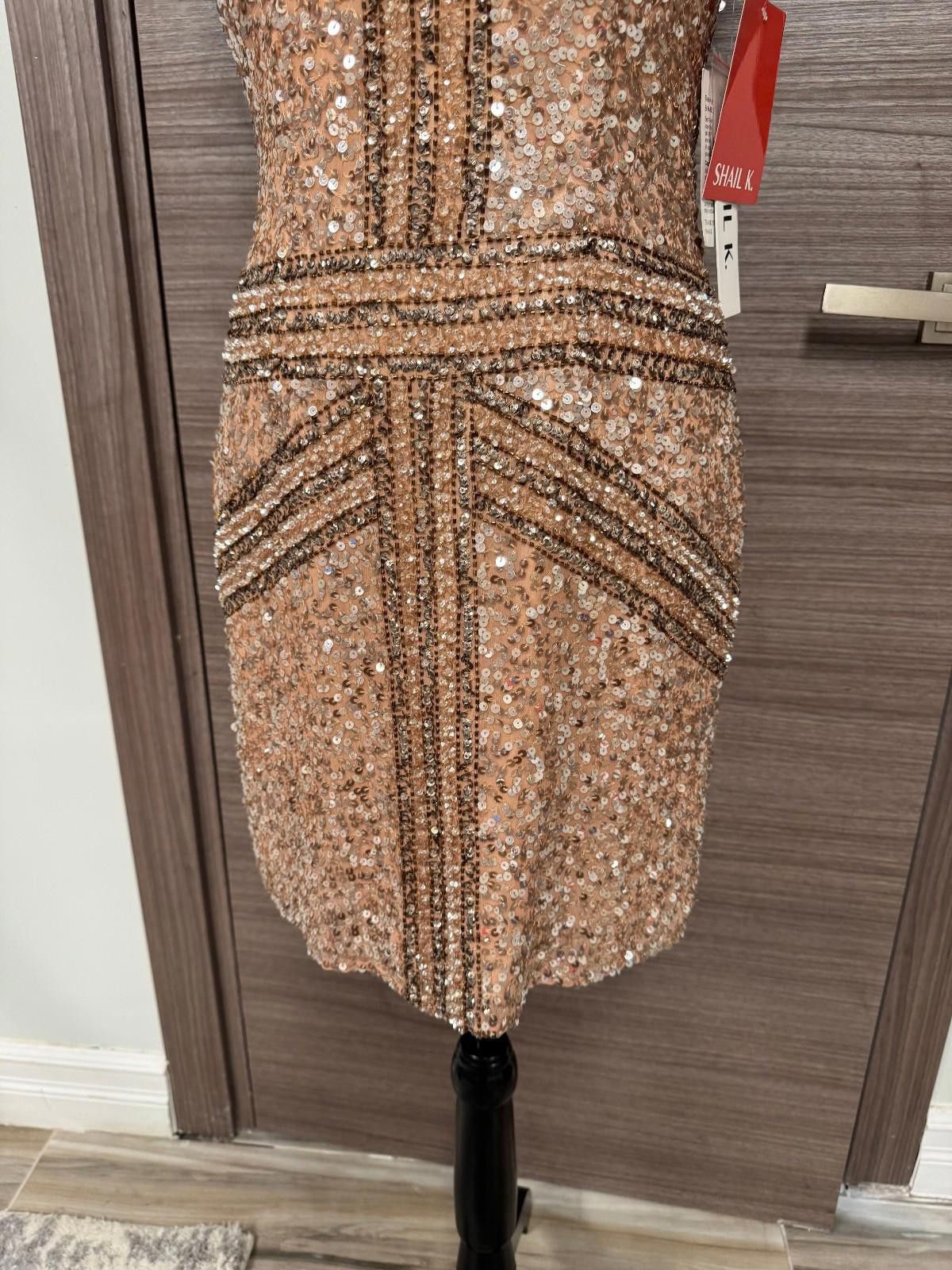 Other Shail K Sequin Cocktail Dress Sz 8 Rose Gold Sleeveless Silk Size M / US 6-8 / IT 42-44 - 3 Thumbnail