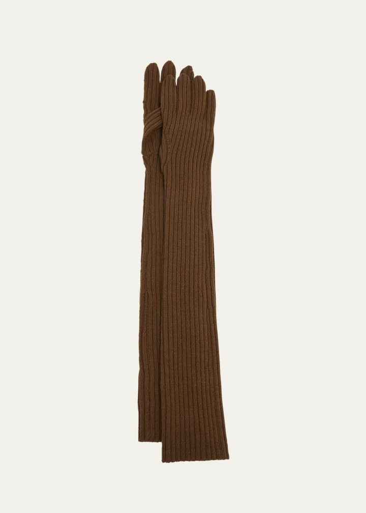Dries Van Noten o1s22i1n1124 Size: OS / Large Virgin Wool Gloves in Brown Size ONE SIZE - 1 Thumbnail