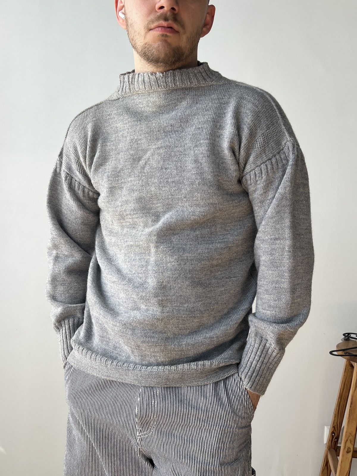 Le Tricoteur Guernsey Le Tricoteur Guernsey Jumper Gray British Wool Fisherman sM Size US M / EU 48-50 / 2 - 1 Thumbnail