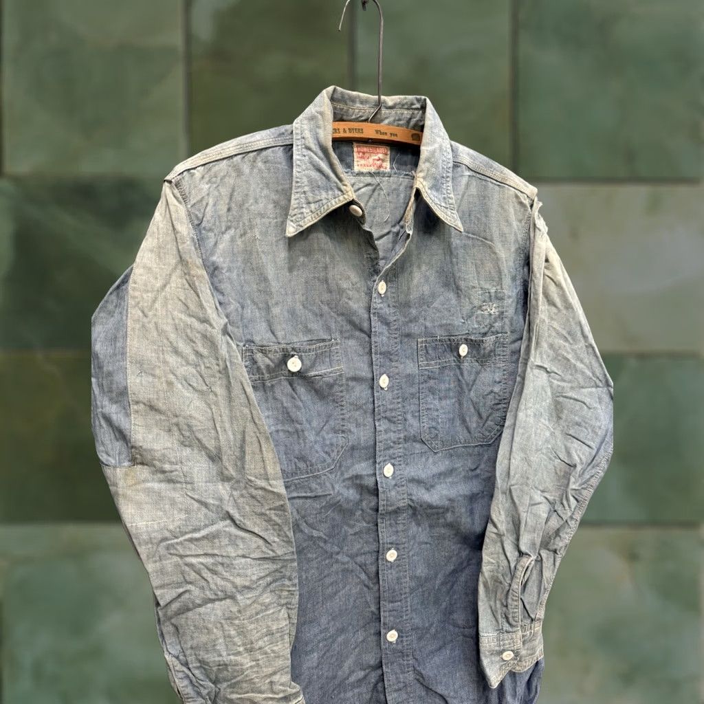 Vintage VINTAGE Homesteader Shirt Mens Large 40s Sanforized Chambray Cotton Button Up Size L Size US L / EU 52-54 / 3 - 1 Thumbnail