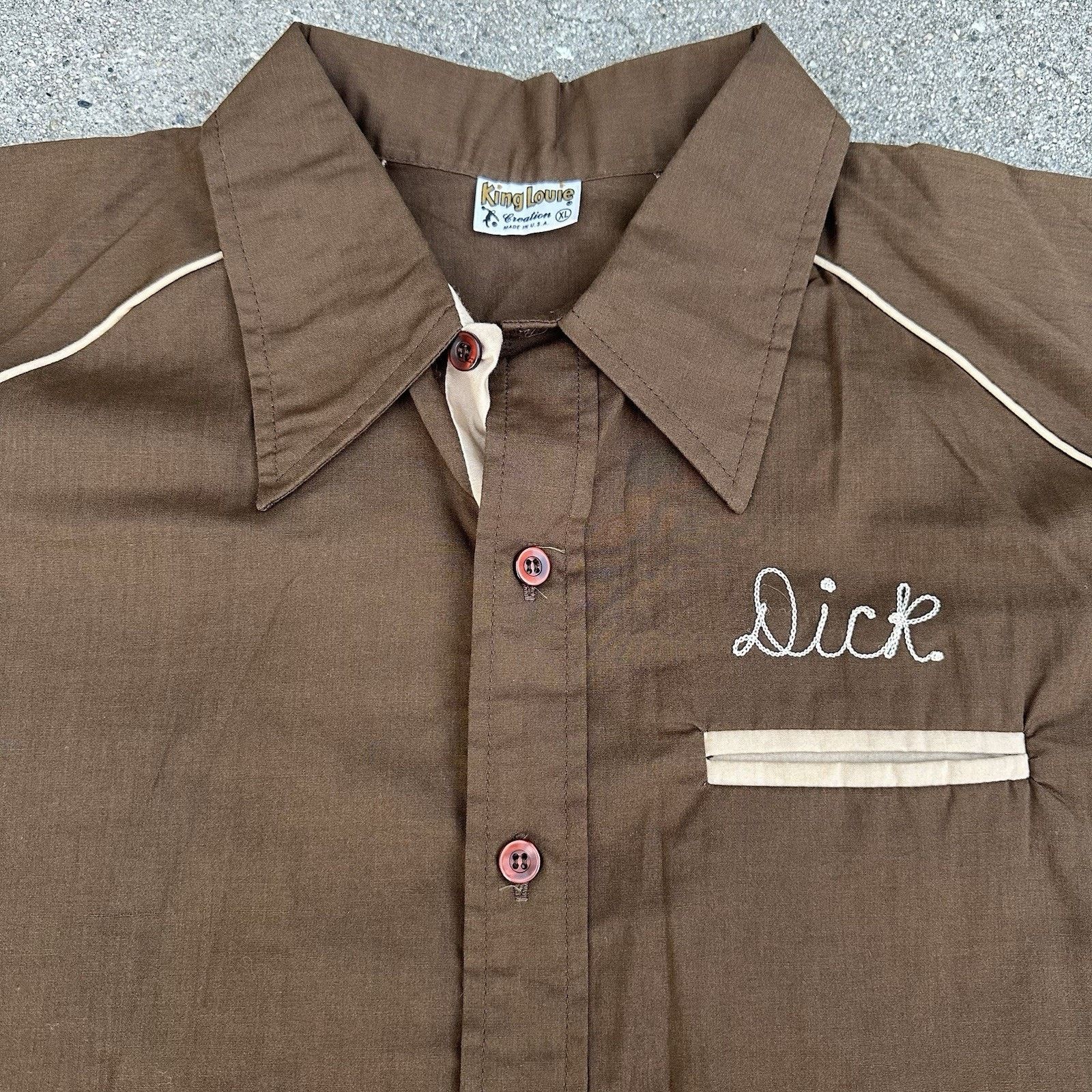 Unsound Rags × Vintage Vintage 70s 80s King Louie John Deere Brown Bowling Shirt Size US XL / EU 56 / 4 - 2 Thumbnail