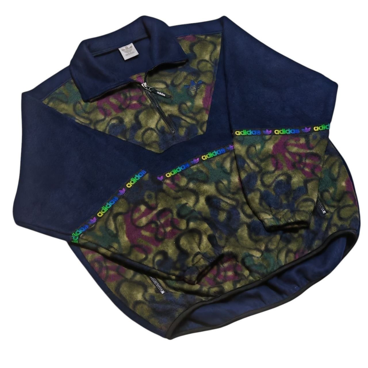 Adidas Rare Vintage Adidas Trefoils Fleece Sweater By Decente Japan Size US M / EU 48-50 / 2 - 5 Thumbnail