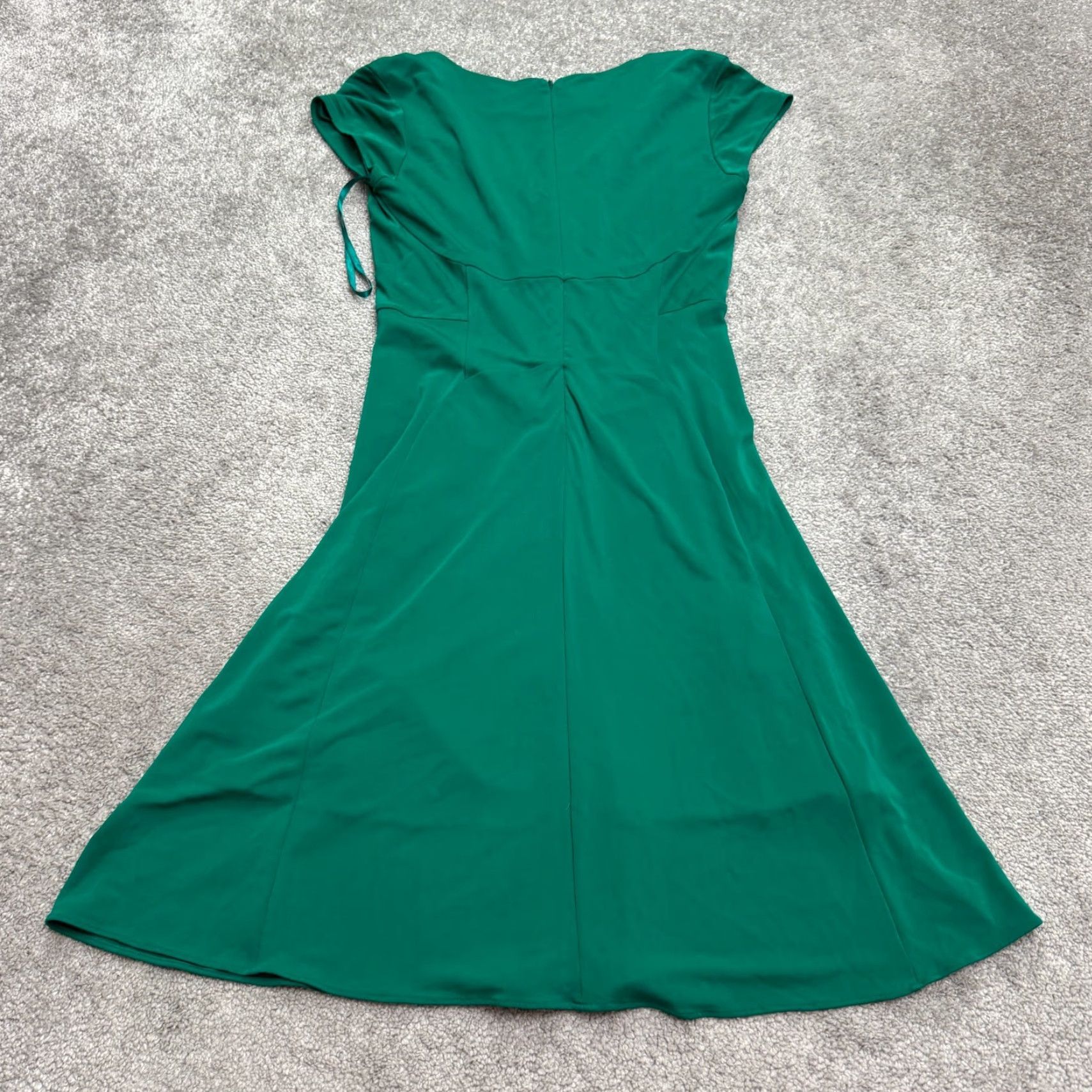 Banana Republic Banana Republic A-Line Dress Womens 8 Green Ruched V-Neck Business Casual Size M / US 6-8 / IT 42-44 - 2 Thumbnail