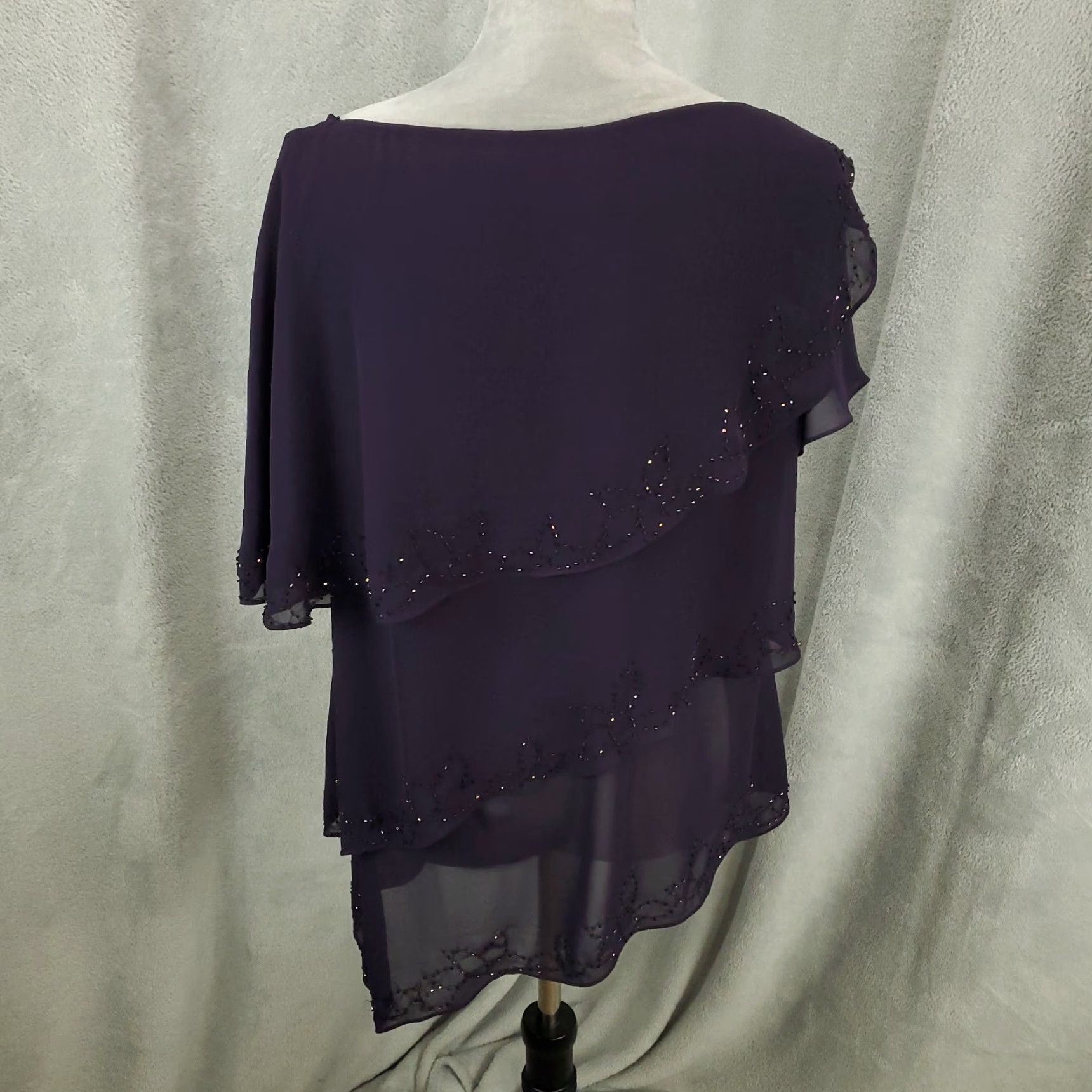 Coldwater Creek Coldwater Creek Blouse Adult Size 12 Purple Beaded Knit Flutter Sleeve Boat Neck Pullover Womens Size XL / US 12-14 / IT 48-50 - 8 Thumbnail