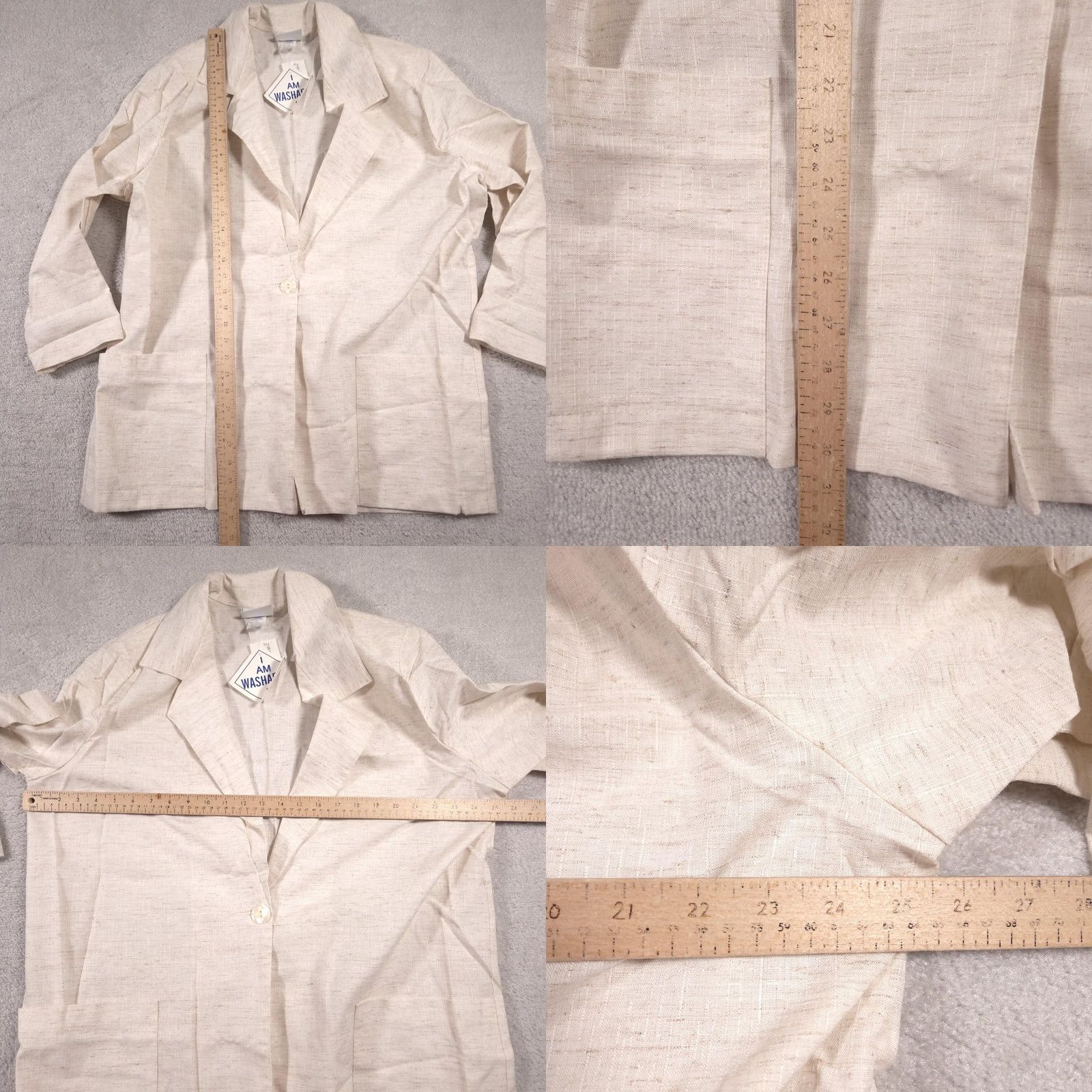 Vintage Fashion Bug Womens Blazer 18/20W Beige Woven One Button Career Plus Made USA Size XXL / US 16-18 / IT 52-54 - 9 Thumbnail