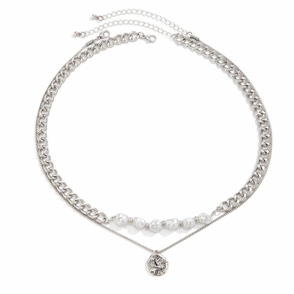 Jewelry Vintage Imitation Pearl Cuban Chain Choker Necklace Size ONE SIZE - 6 Thumbnail